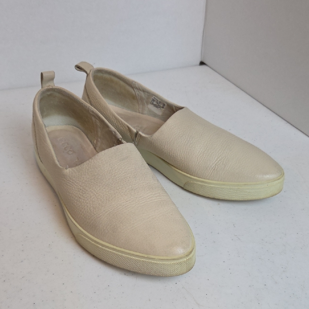 ECCO GILLIAN Women Slip-On Neutral Cream Leather Sneakers Size 10